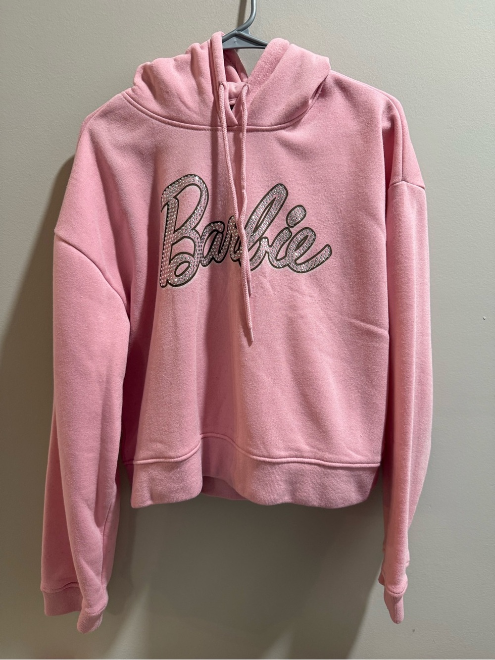Barbie Light Pink Rhinestone Script Hoodie